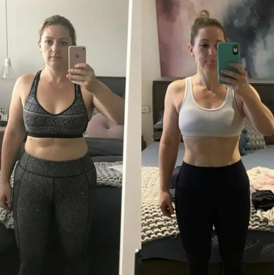 Dani's 8-week front-facing mirror body recomposition comparison